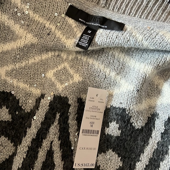 WHBM Gray Fair Isle Cover Up Wrap Sweater - Picture 9 of 10